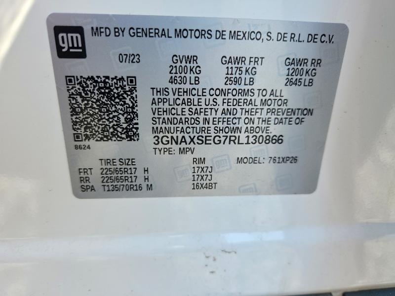 52830826 :رقم المزاد ، 3GNAXSEG7RL130866 vin ، 2024 Chevrolet Equinox مزاد بيع