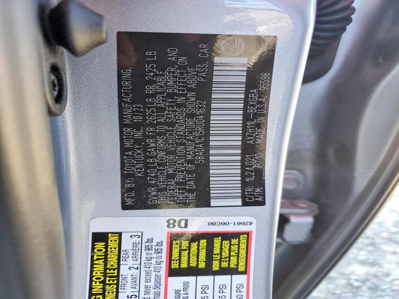 53432916 :رقم المزاد ، 58ADA1C15RU041632 vin ، 2024 Lexus Es 300h مزاد بيع