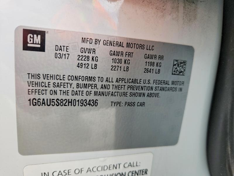 Aukcja sprzedaży 2017 Cadillac Cts, vin: 1G6AU5S82H0193436, numer aukcji: 53800326
