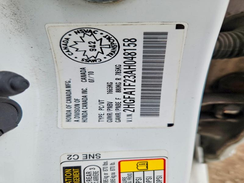 Продажа на аукционе авто 2010 Honda Civic, vin: 2HGFA1F23AH048158, номер лота: 53339236