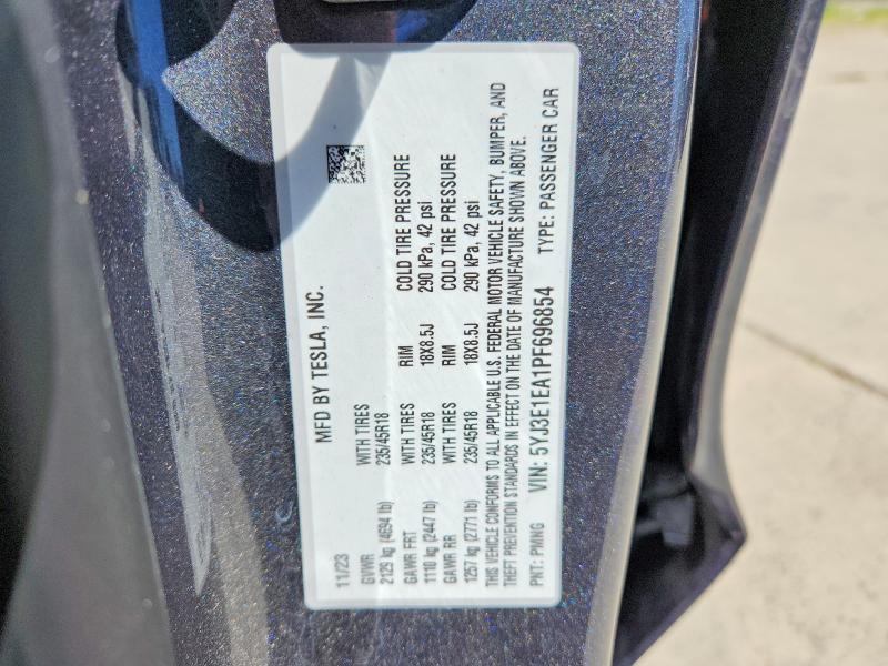 Aukcja sprzedaży 2023 Tesla Model 3, vin: 5YJ3E1EA1PF696854, numer aukcji: 54013176