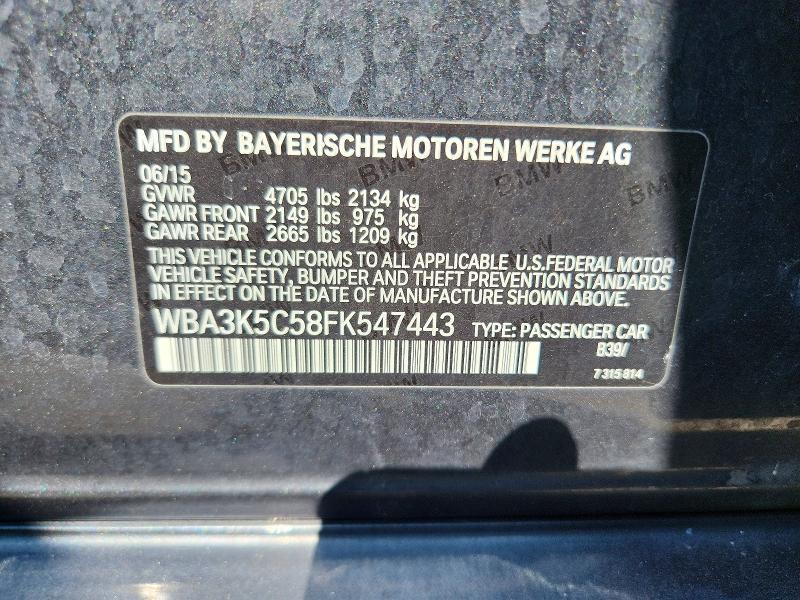 Aukcja sprzedaży 2015 Bmw 328, vin: WBA3K5C58FK547443, numer aukcji: 52254616