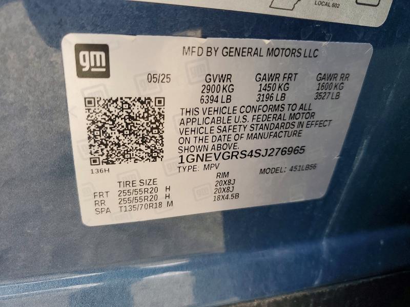 Aukcja sprzedaży 2025 Chevrolet Traverse, vin: 1GNEVGRS4SJ276965, numer aukcji: 52487246