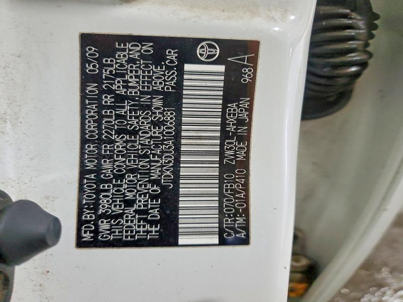 53922936 :رقم المزاد ، JTDKN3DU3A1006881 vin ، 2010 Toyota Prius مزاد بيع