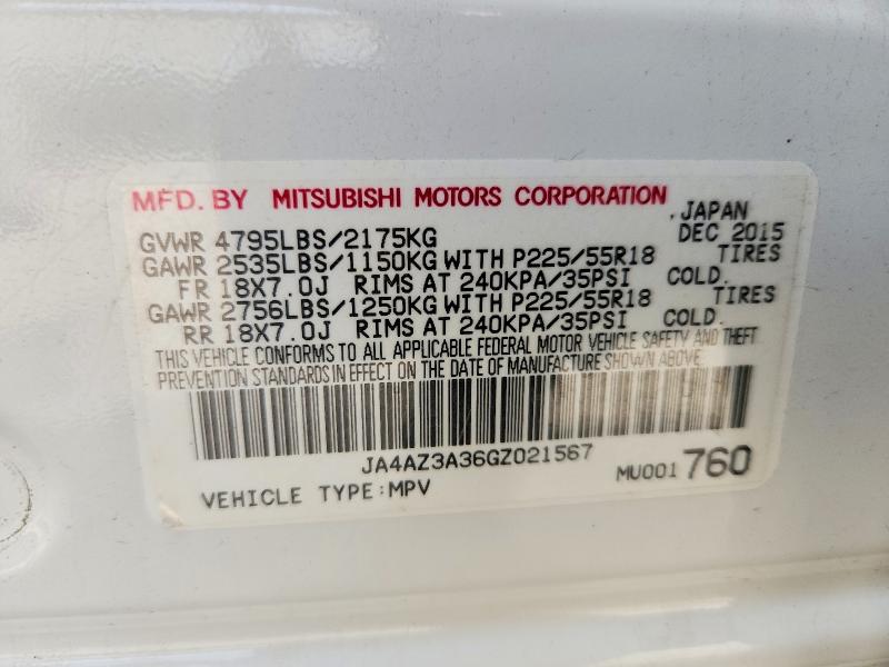 Aukcja sprzedaży 2016 Mitsubishi Outlander, vin: JA4AZ3A36GZ021567, numer aukcji: 55072676