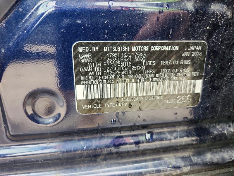 Продаж на аукціоні авто 2018 Mitsubishi Outlander, vin: JA4AD3A38JZ047061, номер лоту: 50695496