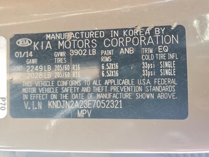 2014 Kia Soul მანქანა იყიდება აუქციონზე, vin: KNDJN2A23E7052321, აუქციონის ნომერი: 54227786