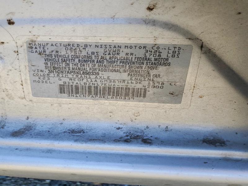 Продаж на аукціоні авто 2019 Nissan Versa, vin: 3N1CN7AP8KL850339, номер лоту: 52503256