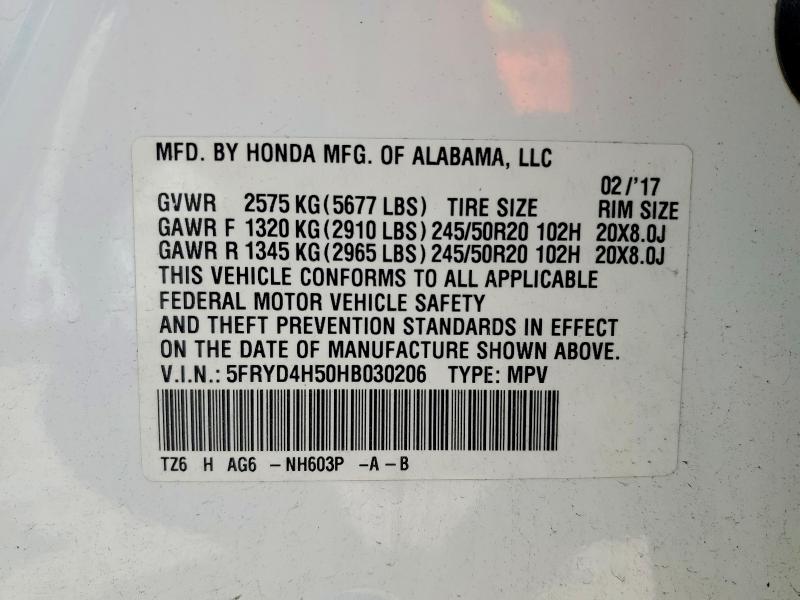 2017 Acura Mdx მანქანა იყიდება აუქციონზე, vin: 5FRYD4H50HB030206, აუქციონის ნომერი: 54051716