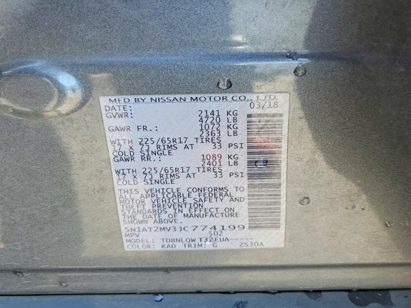 Aukcja sprzedaży 2018 Nissan Rogue, vin: 5N1AT2MV3JC774199, numer aukcji: 53622886