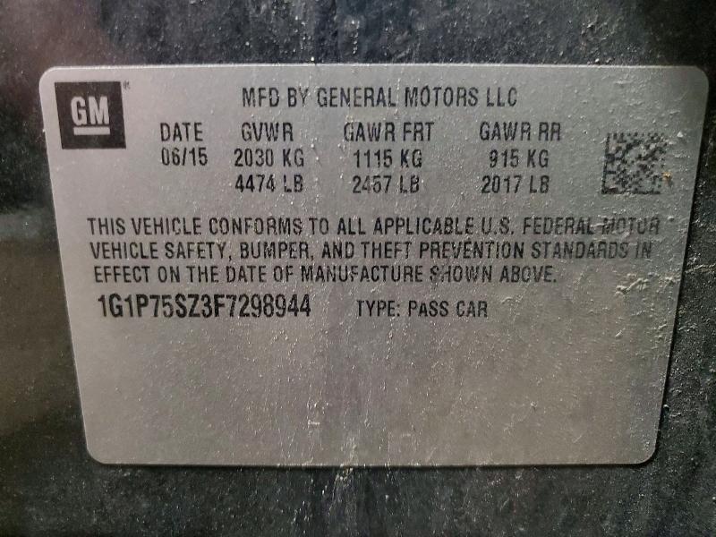 2015 Chev Crusie მანქანა იყიდება აუქციონზე, vin: 1G1P75SZ3F7298944, აუქციონის ნომერი: 52081596