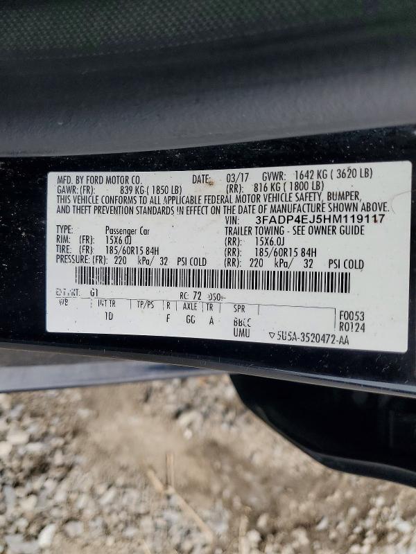 Продаж на аукціоні авто 2017 Ford Fiesta, vin: 3FADP4EJ5HM119117, номер лоту: 54823666