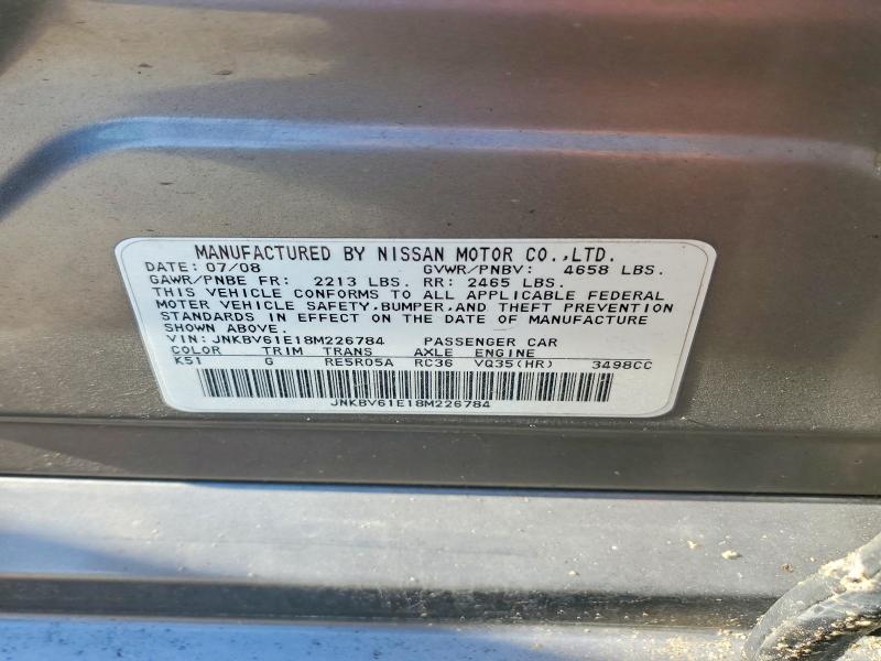 52671136 :رقم المزاد ، JNKBV61E18M226784 vin ، 2008 Infiniti G35 مزاد بيع
