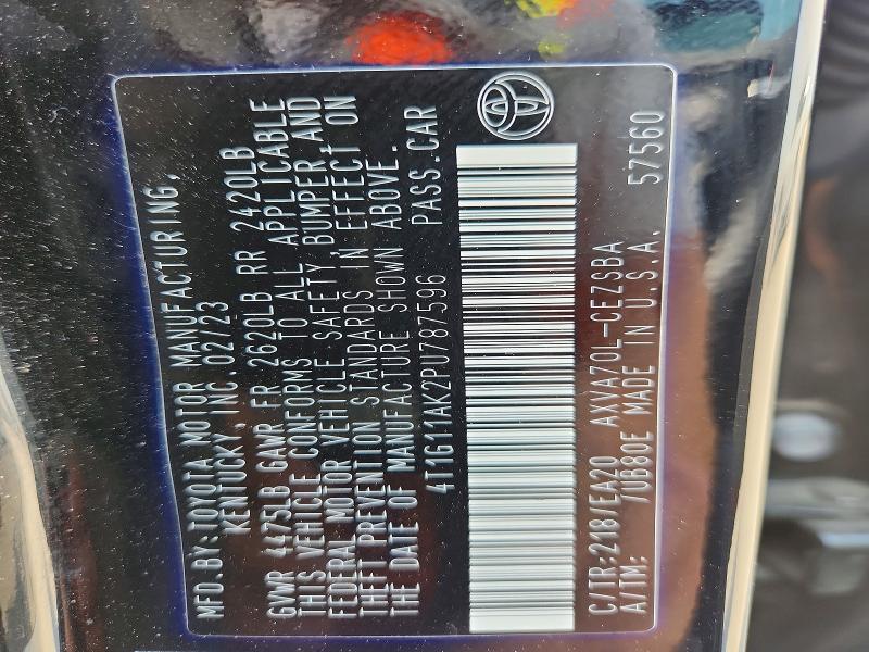 Aukcja sprzedaży 2023 Toyota Camry, vin: 4T1G11AK2PU787596, numer aukcji: 54244026