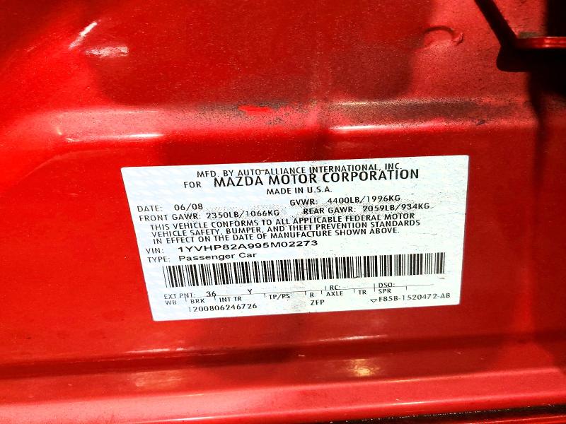 Продаж на аукціоні авто 2009 Mazda 6, vin: 1YVHP82A995M02273, номер лоту: 52616406