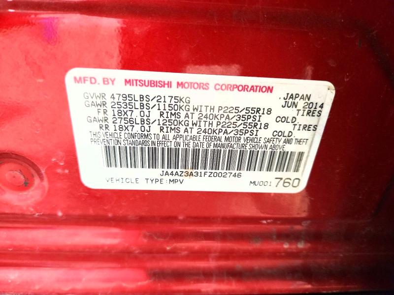 Продаж на аукціоні авто 2015 Mitsubishi Outlander, vin: JA4AZ3A31FZ002746, номер лоту: 53012906