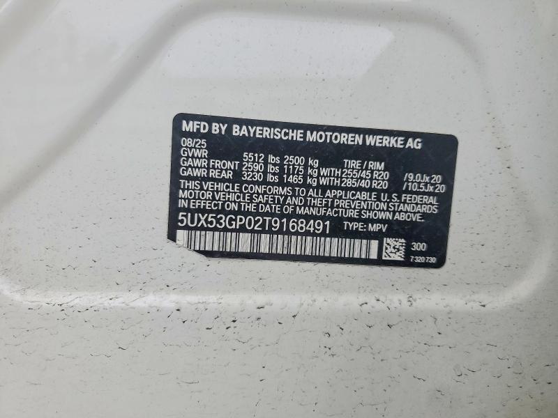 Aukcja sprzedaży 2026 Bmw X3, vin: 5UX53GP02T9168491, numer aukcji: 54199466