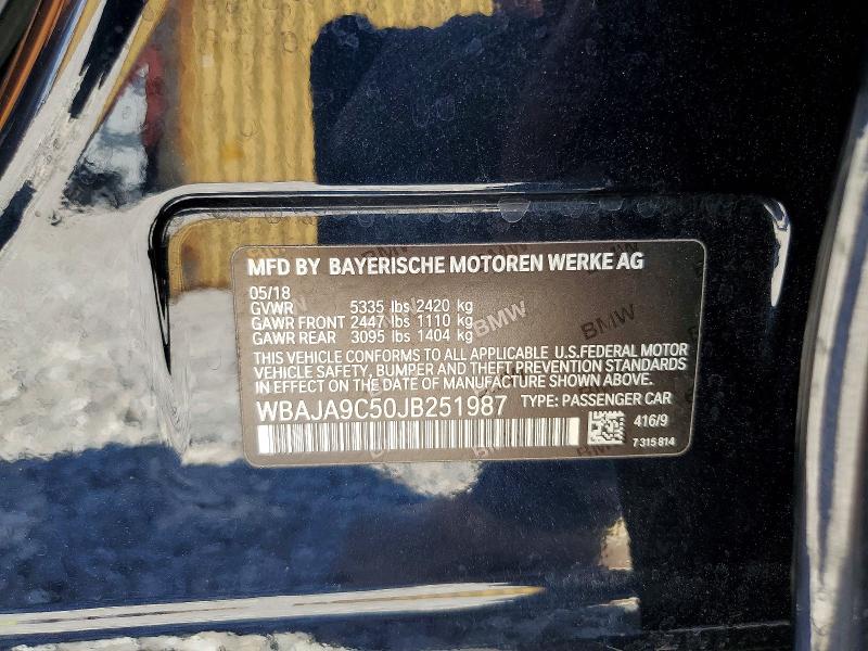 Продаж на аукціоні авто 2018 Bmw 530e, vin: WBAJA9C50JB251987, номер лоту: 52960386