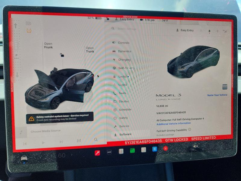 Продажа на аукционе авто 2025 Tesla Model 3, vin: 5YJ3E1EA6SF048435, номер лота: 54857946