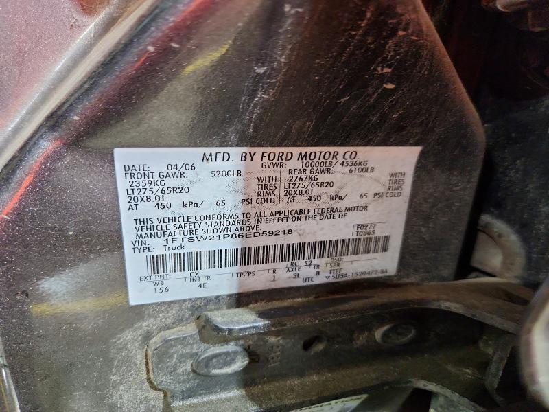 54707356 :رقم المزاد ، 1FTSW21P86ED59218 vin ، 2006 Ford F250 مزاد بيع
