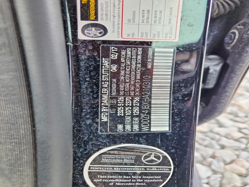 52599496 :رقم المزاد ، WDDZF4JBXHA210310 vin ، 2017 Mercedes-benz E مزاد بيع