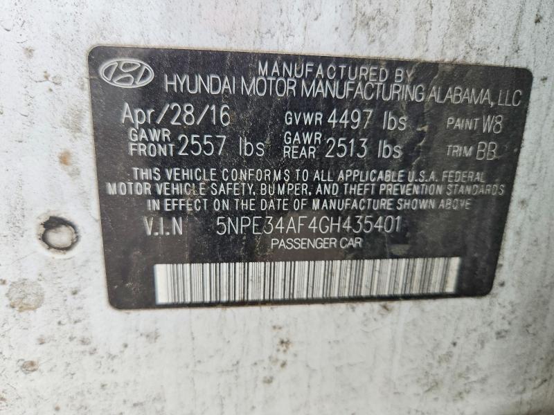 2016 Hyundai Sonata მანქანა იყიდება აუქციონზე, vin: 5NPE34AF4GH435401, აუქციონის ნომერი: 55271126