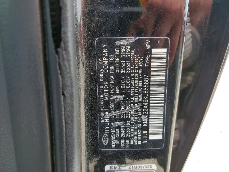 Aukcja sprzedaży 2019 Hyundai Tucson, vin: KM8J23A49KU885887, numer aukcji: 54628916