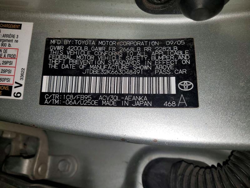 53469326 :رقم المزاد ، JTDBE32K663048491 vin ، 2006 Toyota Camry مزاد بيع