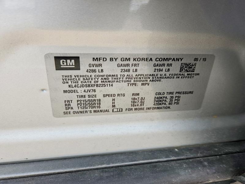 Aukcja sprzedaży 2015 Buick Encore, vin: KL4CJDSBXFB225114, numer aukcji: 52511726