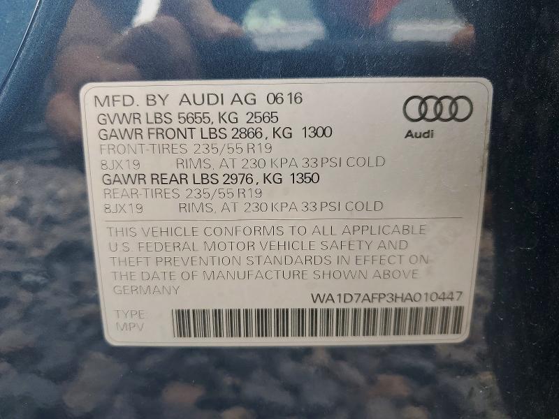 Aukcja sprzedaży 2017 Audi Q5, vin: WA1D7AFP3HA010447, numer aukcji: 54861196