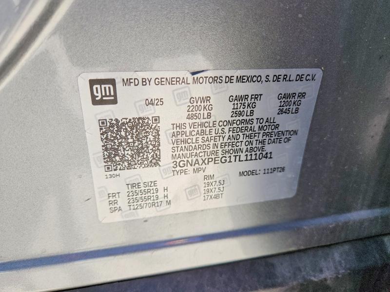 52663546 :رقم المزاد ، 3GNAXPEG1TL111041 vin ، 2026 Chevrolet Equinox مزاد بيع