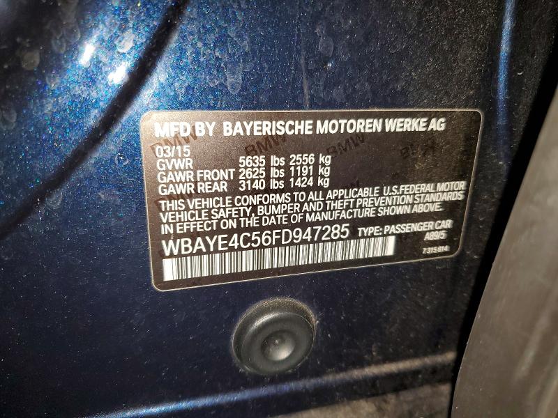 Aukcja sprzedaży 2015 Bmw 740, vin: WBAYE4C56FD947285, numer aukcji: 52463566
