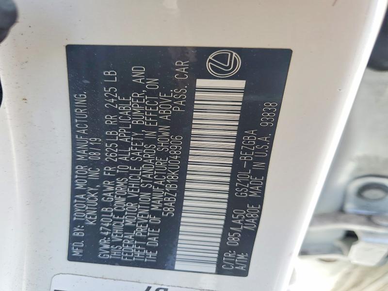 Продажа на аукционе авто 2019 Lexus Es, vin: 58ABZ1B18KU048906, номер лота: 52219846