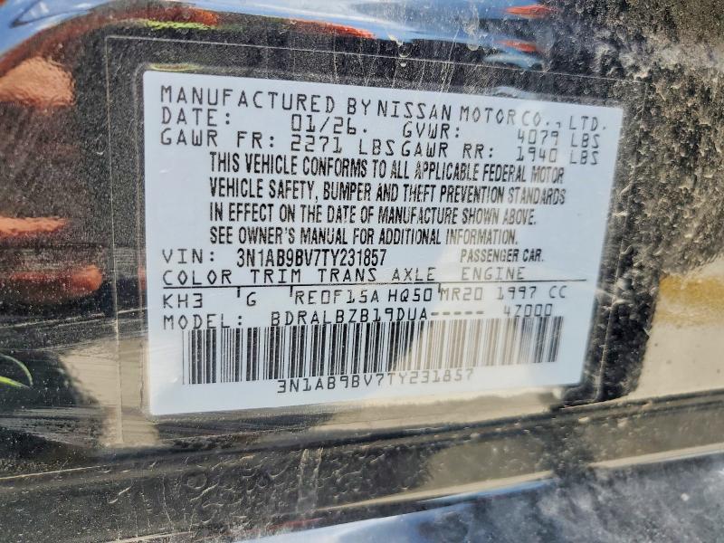 Aukcja sprzedaży 2026 Nissan Sentra, vin: 3N1AB9BV7TY231857, numer aukcji: 51892736