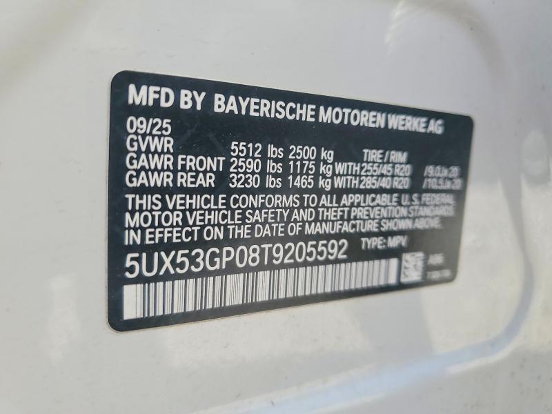 Aukcja sprzedaży 2026 Bmw X3, vin: 5UX53GP08T9205592, numer aukcji: 53051546