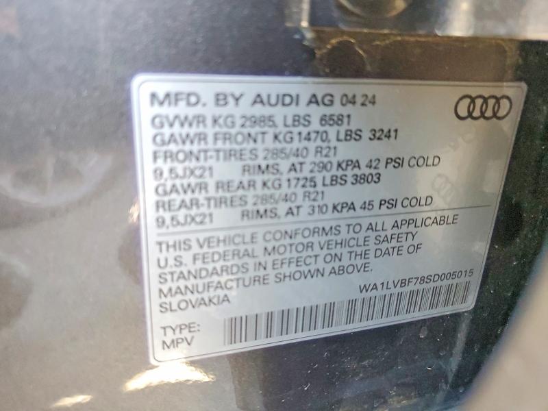 2025 Audi Q7 მანქანა იყიდება აუქციონზე, vin: WA1LVBF78SD005015, აუქციონის ნომერი: 54008676