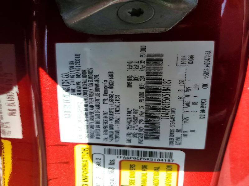 Aukcja sprzedaży 2019 Ford Mustang, vin: 1FA6P8CF5K5184187, numer aukcji: 53870086