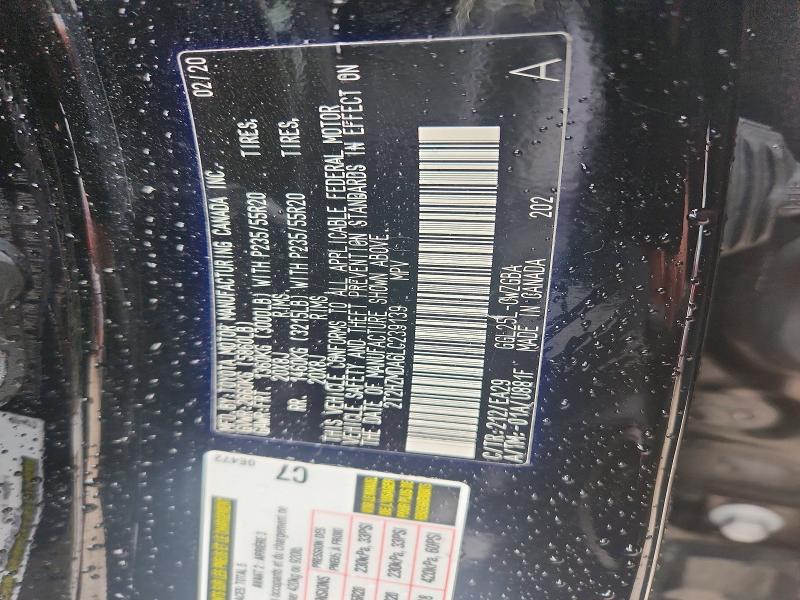 54337476 :رقم المزاد ، 2T2HZMDA6LC239139 vin ، 2020 Lexus Rx مزاد بيع
