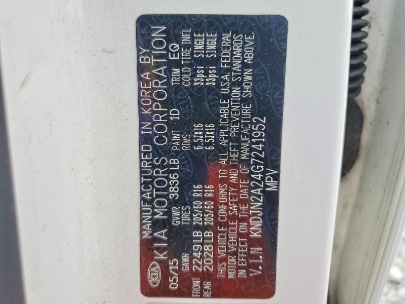 2016 Kia Soul მანქანა იყიდება აუქციონზე, vin: KNDJN2A24G7241952, აუქციონის ნომერი: 55201736