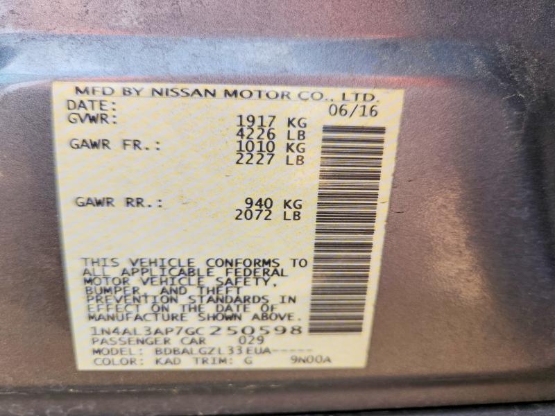 Aukcja sprzedaży 2016 Nissan Altima, vin: 1N4AL3AP7GC250598, numer aukcji: 54768686