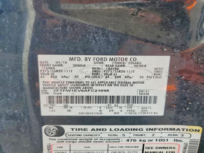 Продажа на аукционе авто 2010 Ford F150, vin: 1FTFW1EV6AFC21698, номер лота: 53327206