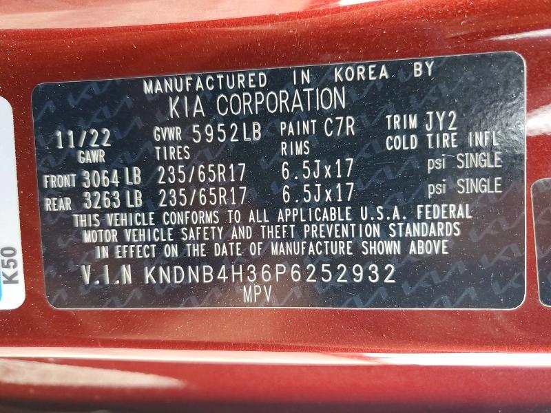 Aukcja sprzedaży 2023 Kia Carnival, vin: KNDNB4H36P6252932, numer aukcji: 52718696