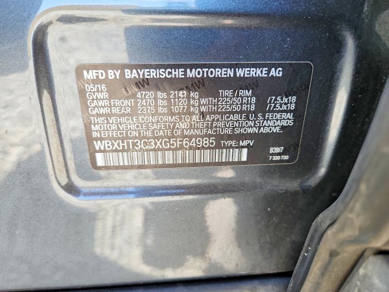 Продаж на аукціоні авто 2016 Bmw X1, vin: WBXHT3C3XG5F64985, номер лоту: 52434136