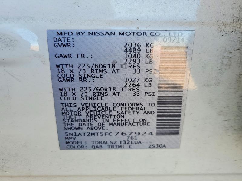 Aukcja sprzedaży 2015 Nissan Rogue, vin: 5N1AT2MT5FC767924, numer aukcji: 54883566