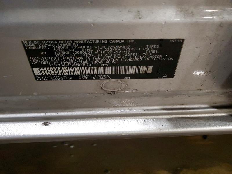 52769276 :رقم المزاد ، 2T3JF4DV7BW160973 vin ، 2011 Toyota Rav4 مزاد بيع