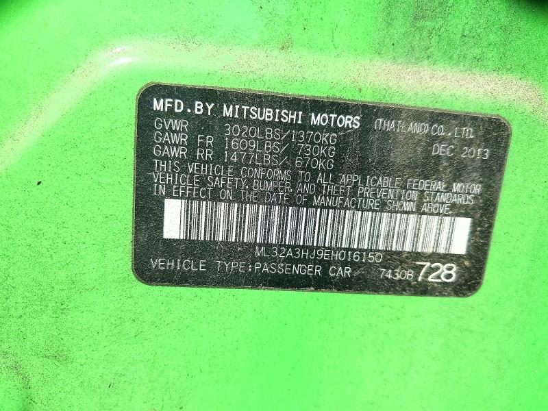 Продажа на аукционе авто 2014 Mitsubishi Mirage, vin: ML32A3HJ9EH016150, номер лота: 54314756