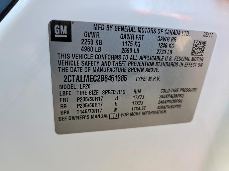 2011 Gmc Terrain მანქანა იყიდება აუქციონზე, vin: 2CTALMEC2B6451385, აუქციონის ნომერი: 53138026