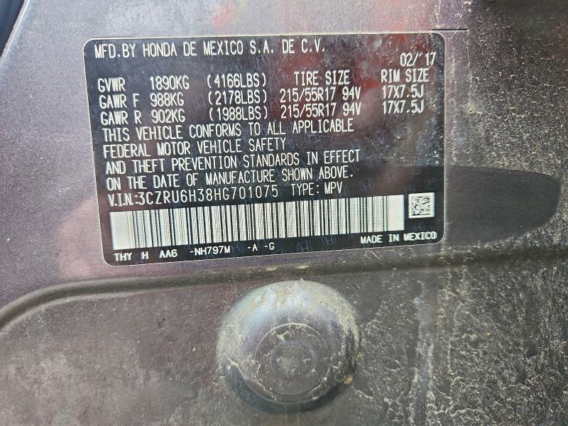 53720346 :رقم المزاد ، 3CZRU6H38HG701075 vin ، 2017 Honda Hr-v مزاد بيع