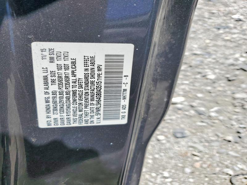 53112286 :رقم المزاد ، 5FNRL5H64GB043515 vin ، 2016 Honda Odyssey مزاد بيع