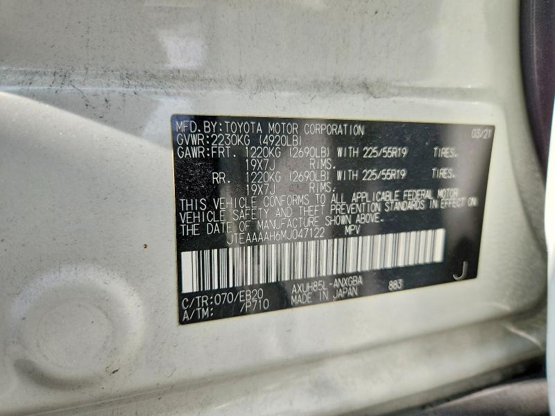 Продаж на аукціоні авто 2021 Toyota Venza, vin: JTEAAAAH6MJ047122, номер лоту: 53415596